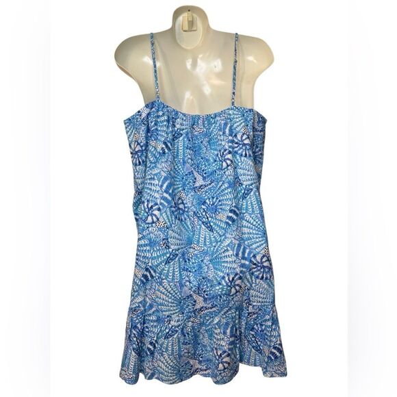 NWT Lilly Pulitzer Jaydan Linen Mini Dress in Amalfi Blue by the Seashore - Picture 8 of 11